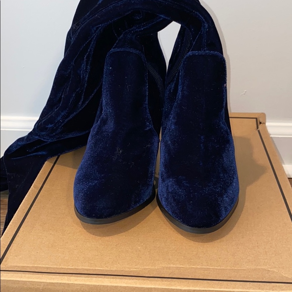 Thigh high velvet boot
